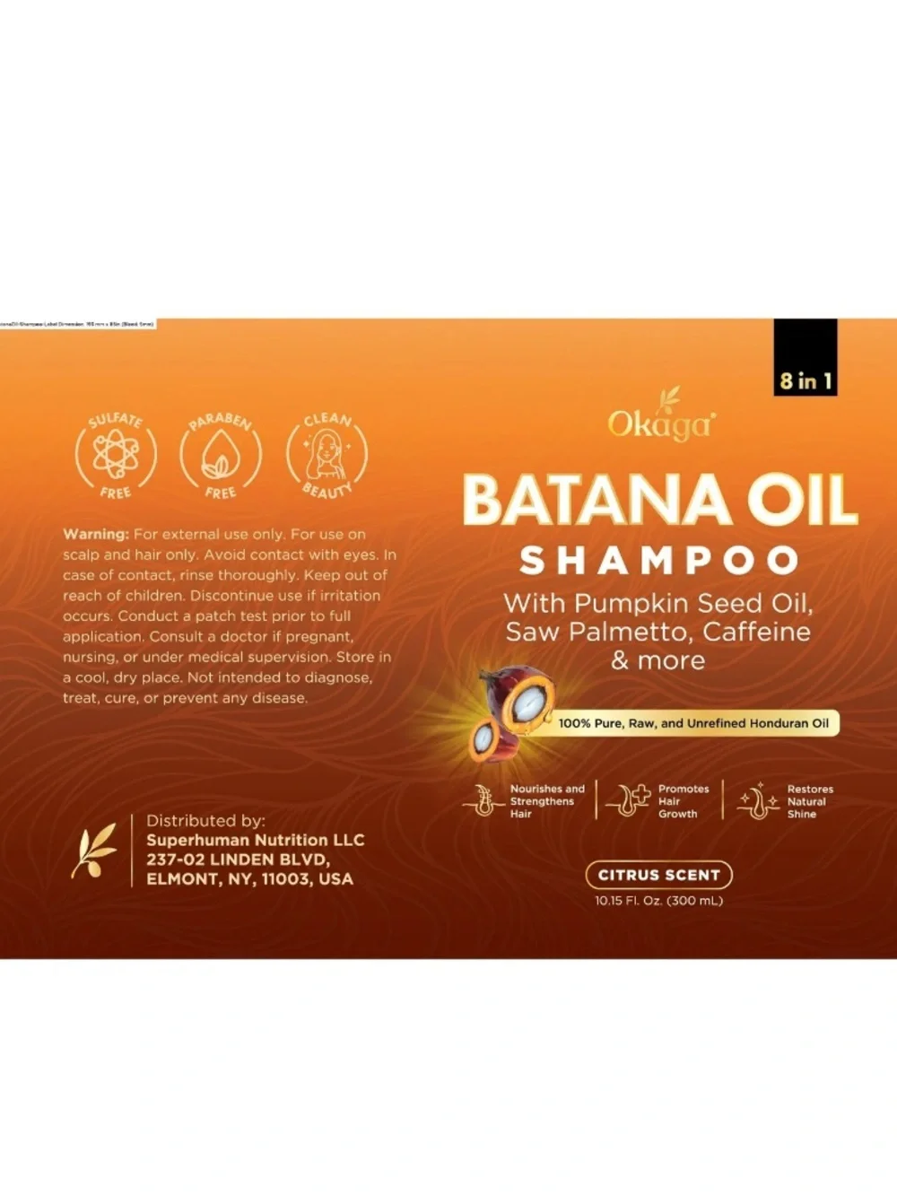 Batana Oil Shampoo for Kids — Citrus Scent, Orange Bottle